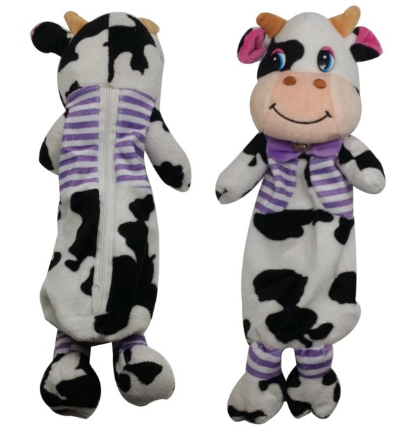 Plumier pour crayons et styo en forme de peluche vache